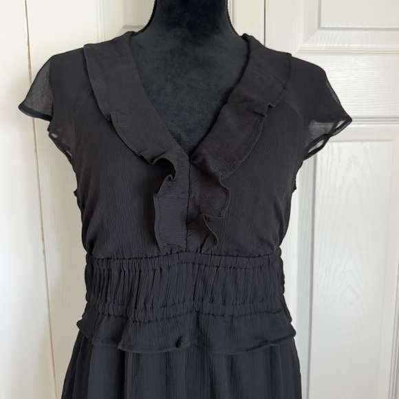 Old Navy Waist Defined Flutter Sleeve Midi Dress Womens M Ruffle Boho Whimsigoth - Picture 4 of 13